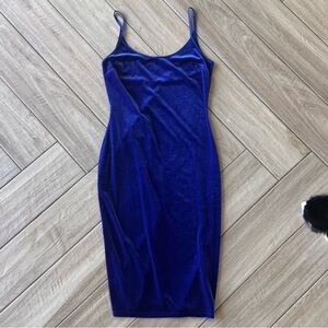 Forever 21 Royal Blue Velvet Midi Slip Dress